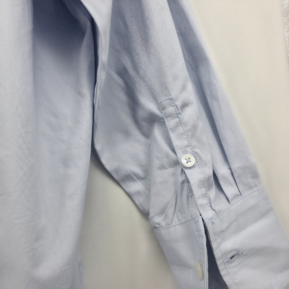 Maeve Anthropologie Pastel Blue Oversized Cotton Pocket Button Down Shirt Medium - Picture 8 of 14